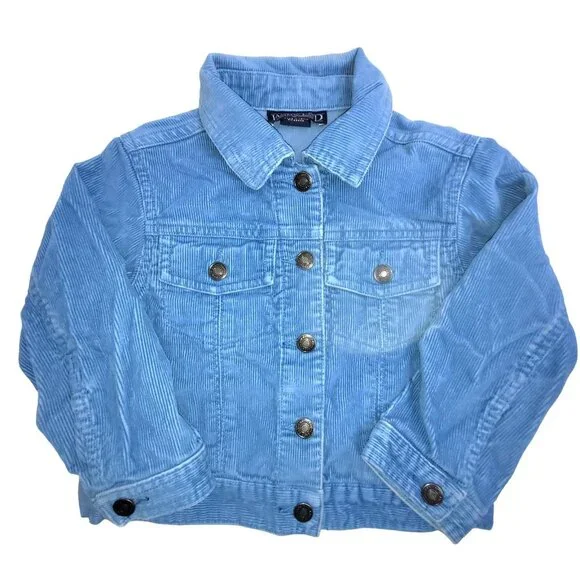 Lands' End Childs Corduroy Trucker Jacket Kids Size S(4) Blue Button-Front - Picture 1 of 11